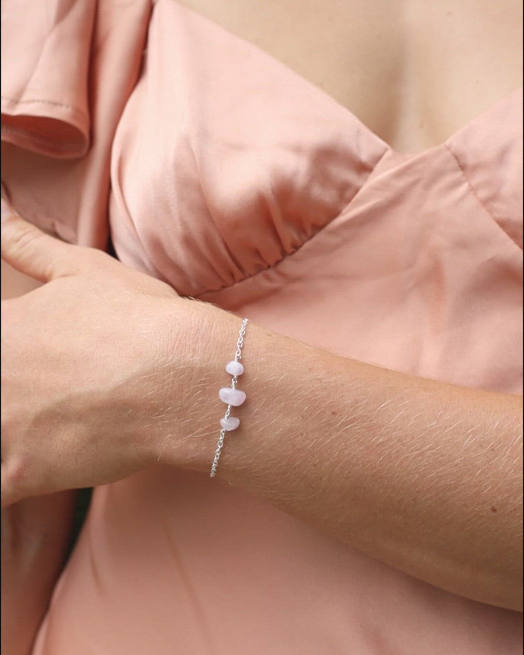 Kunzite Beaded Chain Bracelet