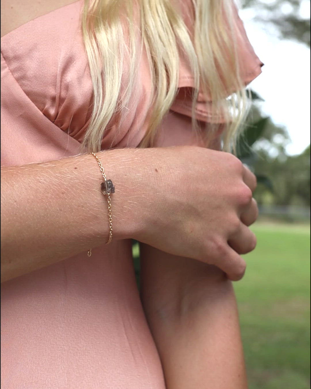 Raw Smoky Quartz Crystal Nugget Bracelet