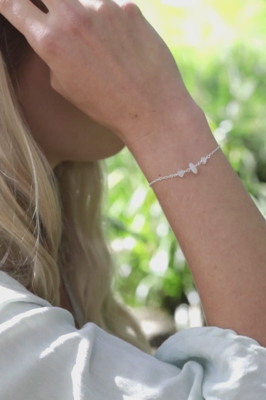 Rainbow Moonstone Beaded Chain Bracelet