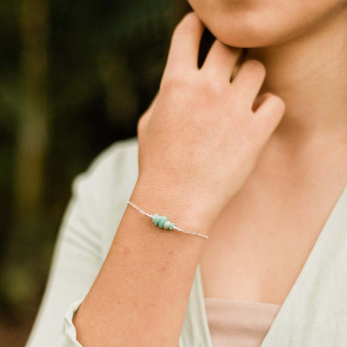 Amazonite Chip Bead Bar Bracelet - Amazonite Chip Bead Bar Bracelet - Sterling Silver - Luna Tide Handmade Crystal Jewellery