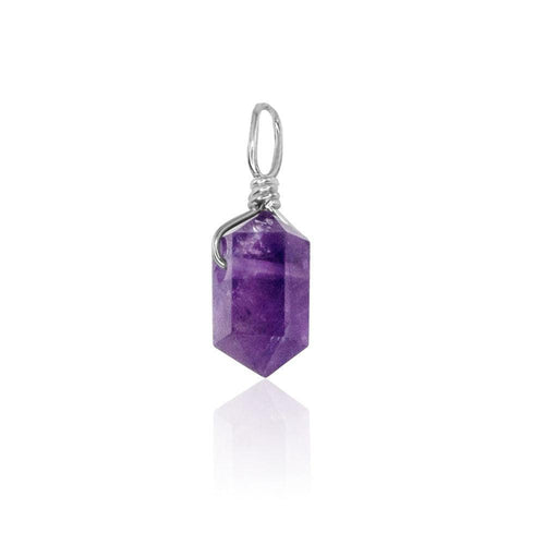 Amethyst Mini Double Terminated Crystal Point Pendant - Amethyst Mini Double Terminated Crystal Point Pendant - Sterling Silver - Luna Tide Handmade Crystal Jewellery