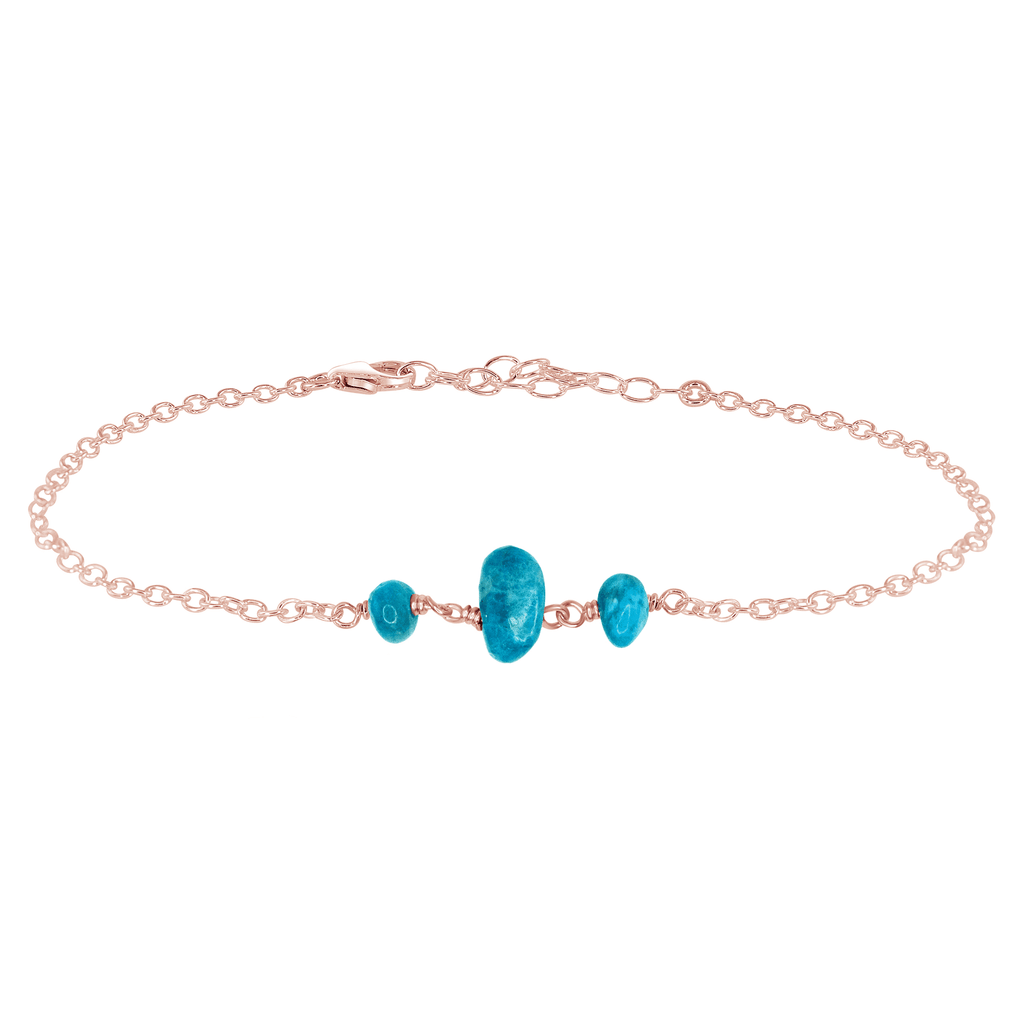 Apatite Beaded Chain Anklet - Apatite Beaded Chain Anklet - 14k Rose Gold Fill - Luna Tide Handmade Crystal Jewellery