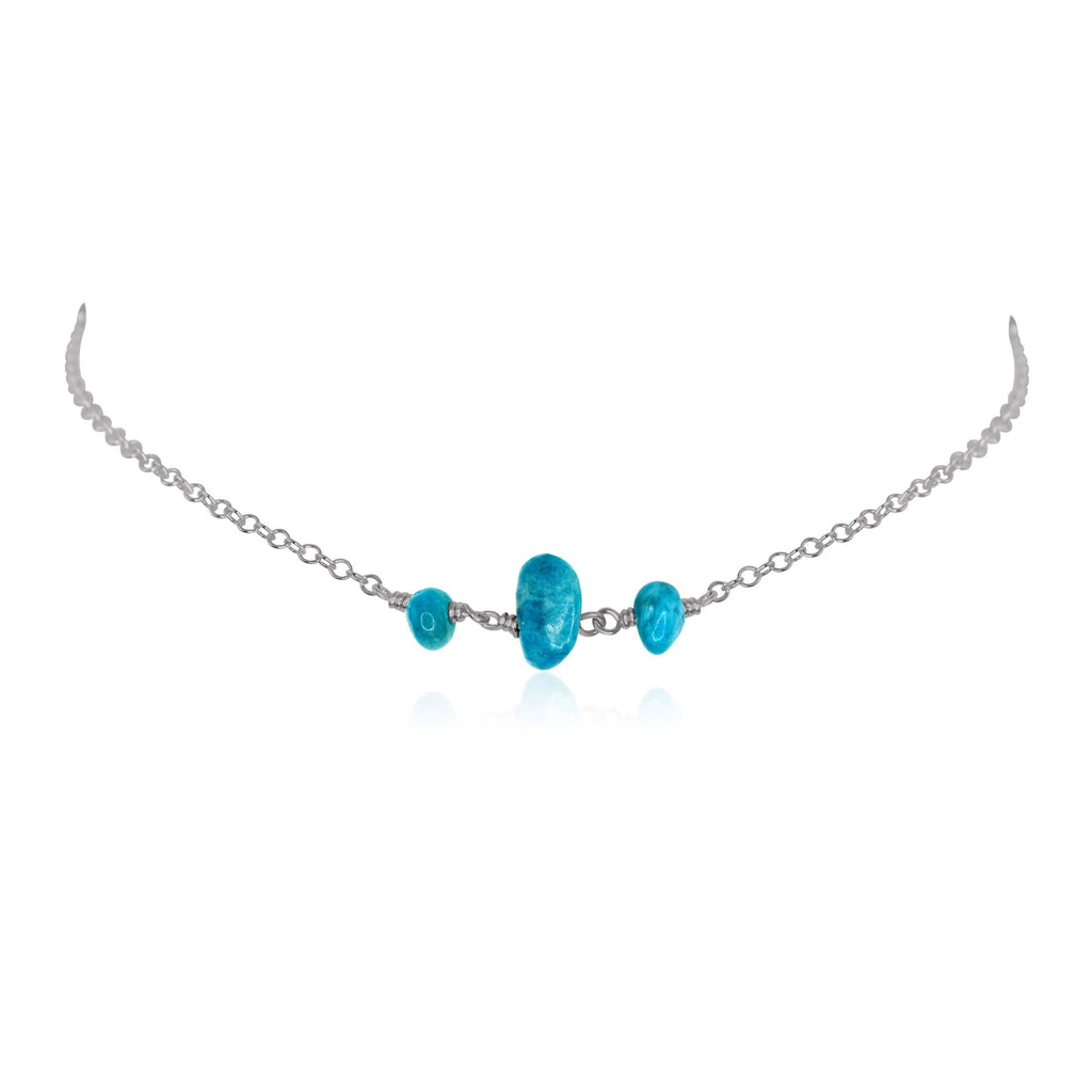 Apatite Beaded Chain Choker Necklace - Apatite Beaded Chain Choker Necklace - Stainless Steel - Luna Tide Handmade Crystal Jewellery