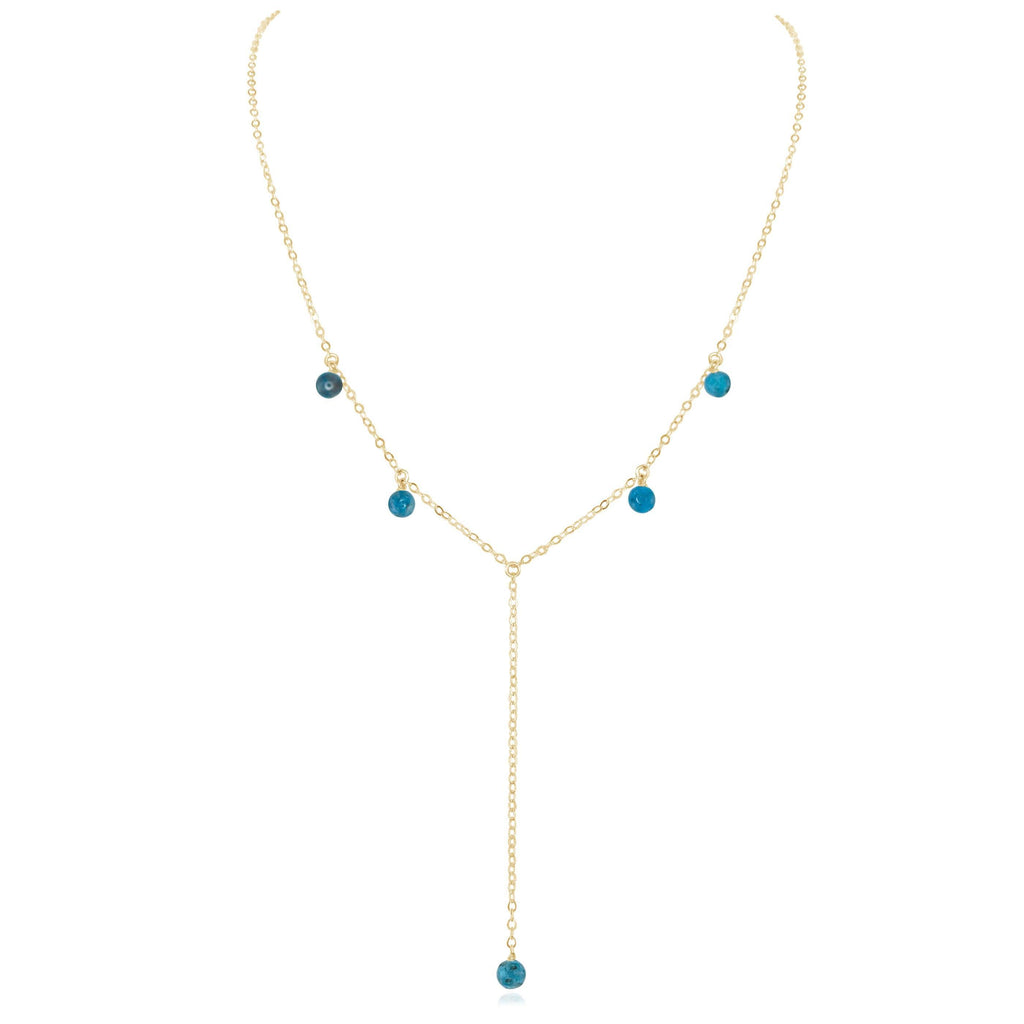 Apatite Boho Lariat Necklace - Apatite Boho Lariat Necklace - 14k Gold Fill - Luna Tide Handmade Crystal Jewellery