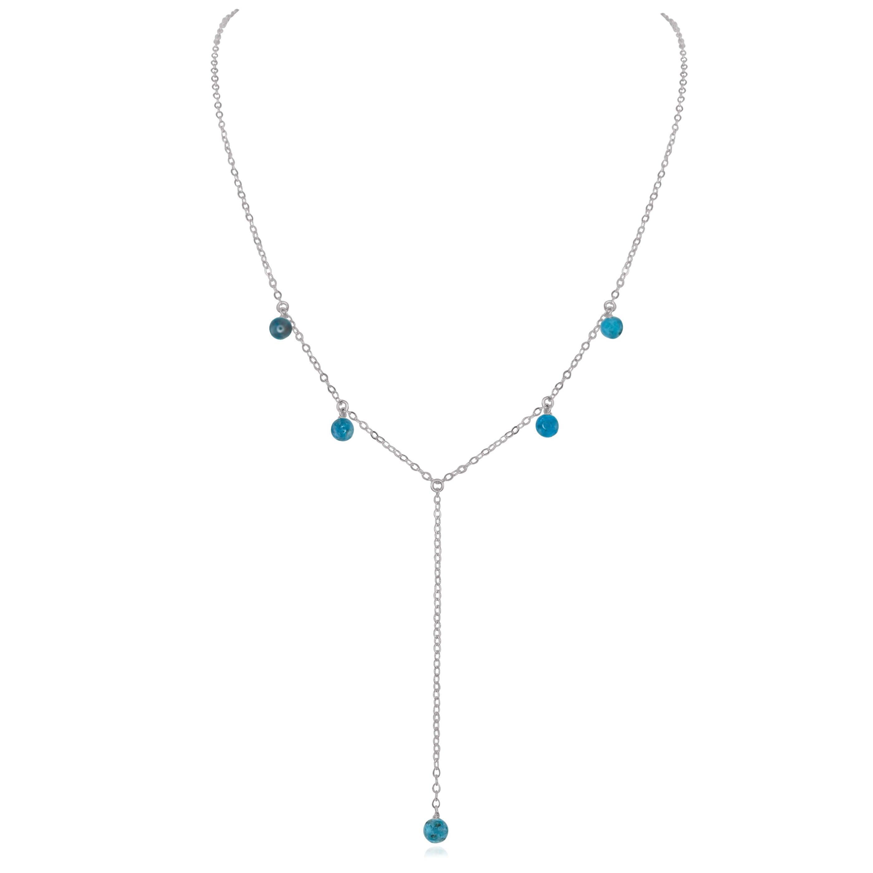 Apatite Boho Lariat Necklace - Apatite Boho Lariat Necklace - Stainless Steel - Luna Tide Handmade Crystal Jewellery