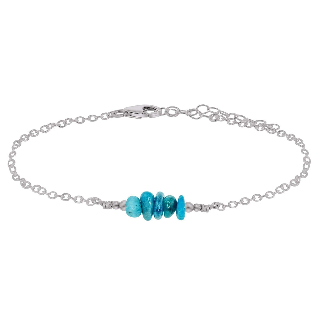 Apatite Chip Bead Bar Anklet - Apatite Chip Bead Bar Anklet - Stainless Steel - Luna Tide Handmade Crystal Jewellery