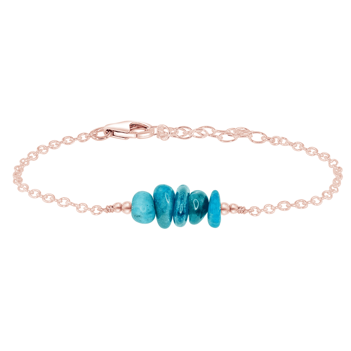 Apatite Chip Bead Bar Bracelet - Apatite Chip Bead Bar Bracelet - 14k Rose Gold Fill - Luna Tide Handmade Crystal Jewellery