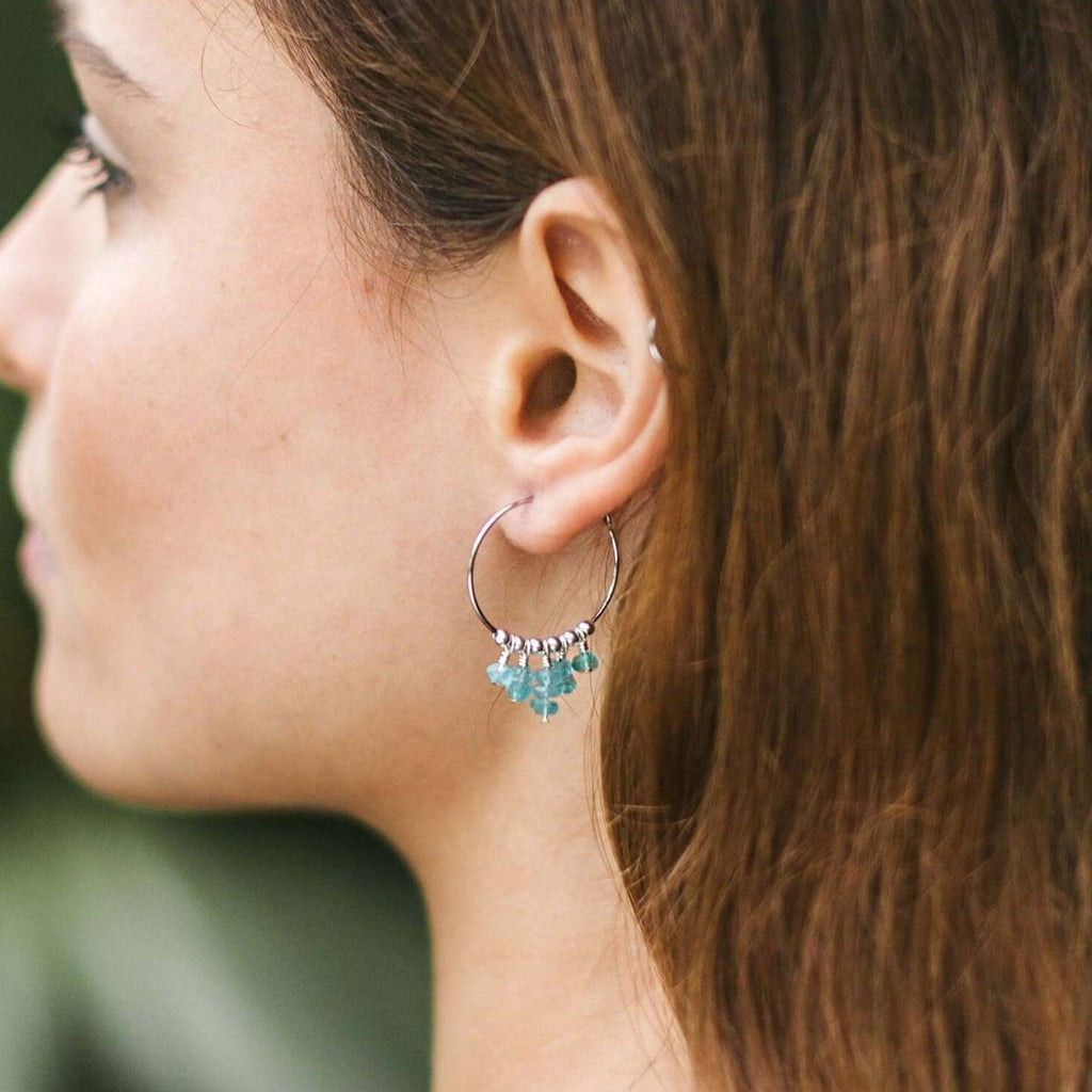 Apatite Statement Hoop Earrings - Apatite Statement Hoop Earrings - 14k Gold Fill - Luna Tide Handmade Crystal Jewellery