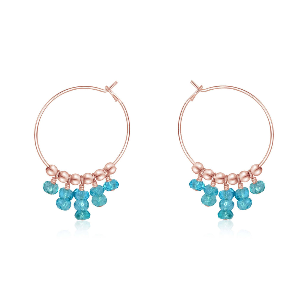 Apatite Statement Hoop Earrings - Apatite Statement Hoop Earrings - 14k Rose Gold Fill - Luna Tide Handmade Crystal Jewellery