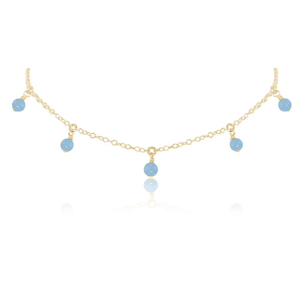 Aquamarine Bead Drop Choker - Aquamarine Bead Drop Choker - 14k Gold Fill - Luna Tide Handmade Crystal Jewellery