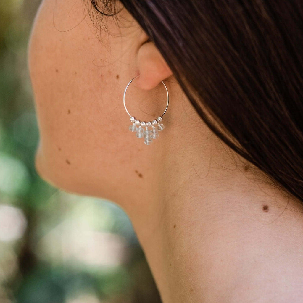 Aquamarine Statement Hoop Earrings - Aquamarine Statement Hoop Earrings - 14k Gold Fill - Luna Tide Handmade Crystal Jewellery