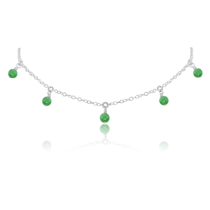 Aventurine Bead Drop Choker - Aventurine Bead Drop Choker - Sterling Silver - Luna Tide Handmade Crystal Jewellery