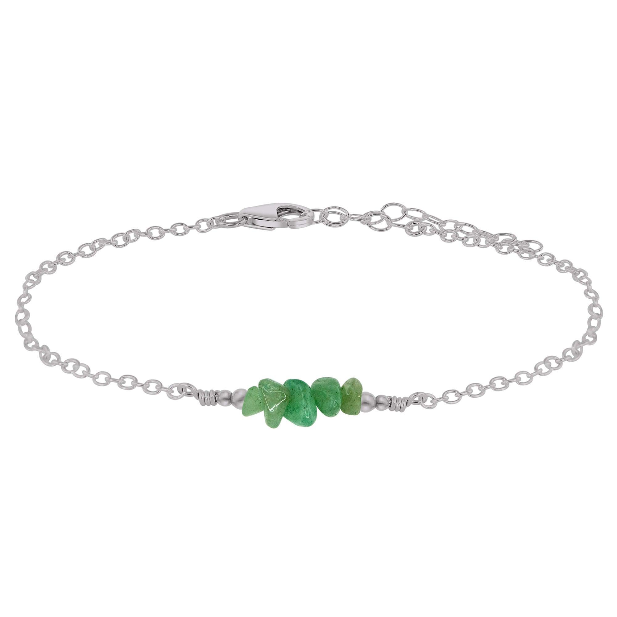Aventurine Chip Bead Bar Anklet - Aventurine Chip Bead Bar Anklet - Stainless Steel - Luna Tide Handmade Crystal Jewellery