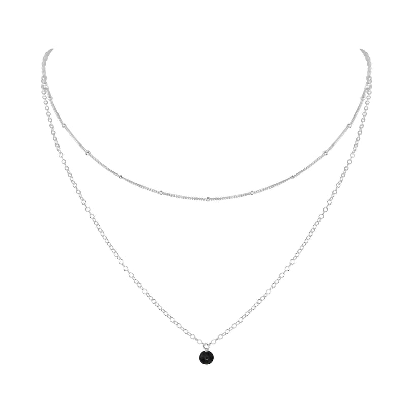 Layered Choker - Black Onyx - Sterling Silver - Luna Tide Handmade Jewellery