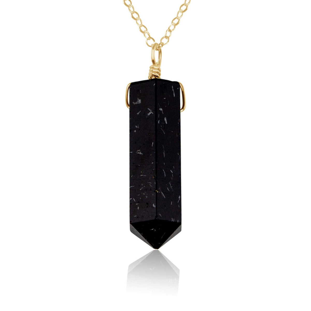 Large Crystal Point Necklace - Black Tourmaline - 14K Gold Fill - Luna Tide Handmade Jewellery