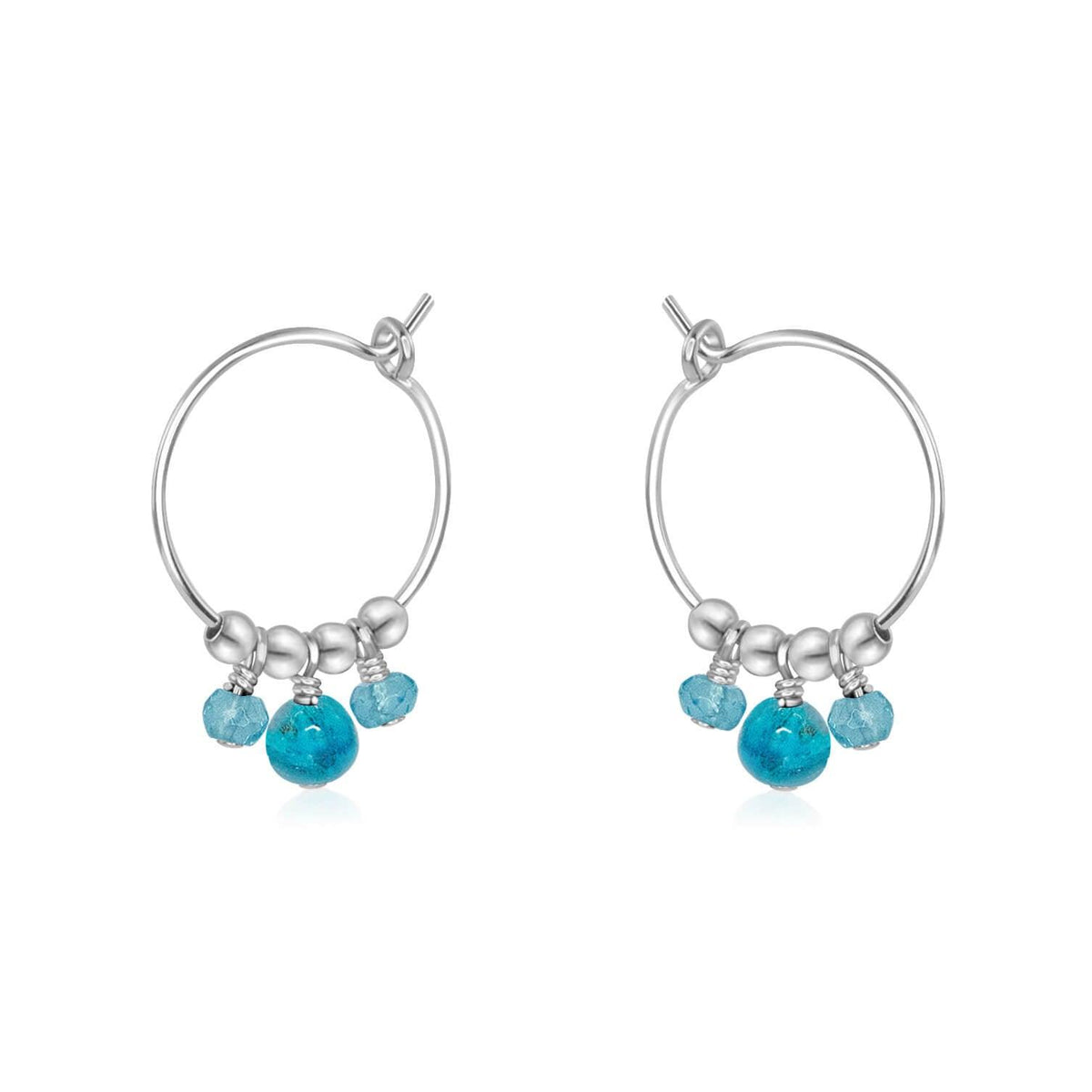 Hoop Earrings - Apatite - Sterling Silver - Luna Tide Handmade Jewellery