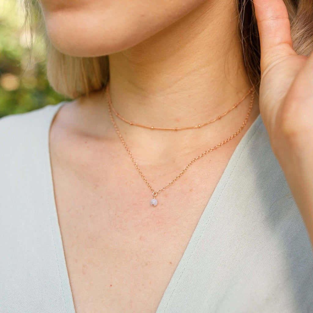 Blue Lace Agate Gemstone Chain Layered Choker Necklace - Blue Lace Agate Gemstone Chain Layered Choker Necklace - Sterling Silver - Luna Tide Handmade Crystal Jewellery