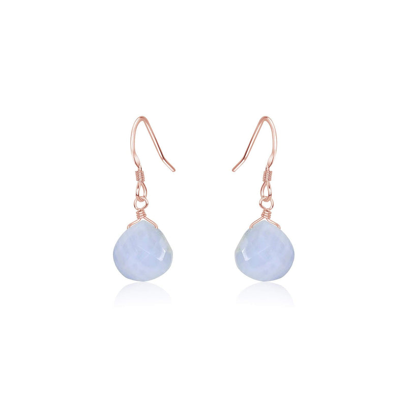 Teardrop Earrings - Blue Lace Agate - 14K Rose Gold Fill - Luna Tide Handmade Jewellery