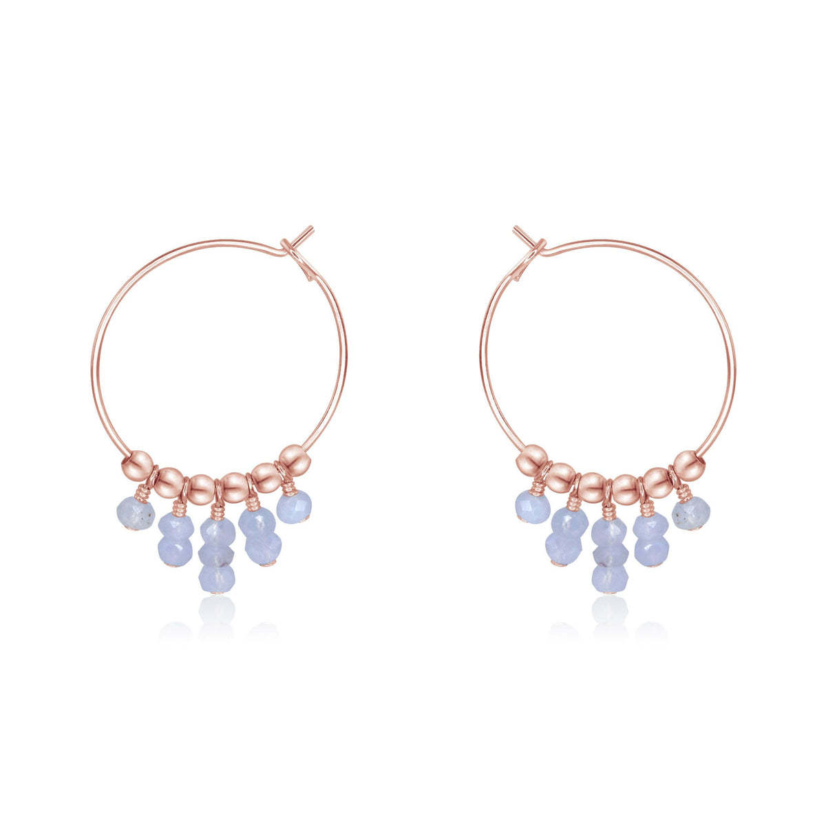 Hoop Earrings - Blue Lace Agate - 14K Rose Gold Fill - Luna Tide Handmade Jewellery