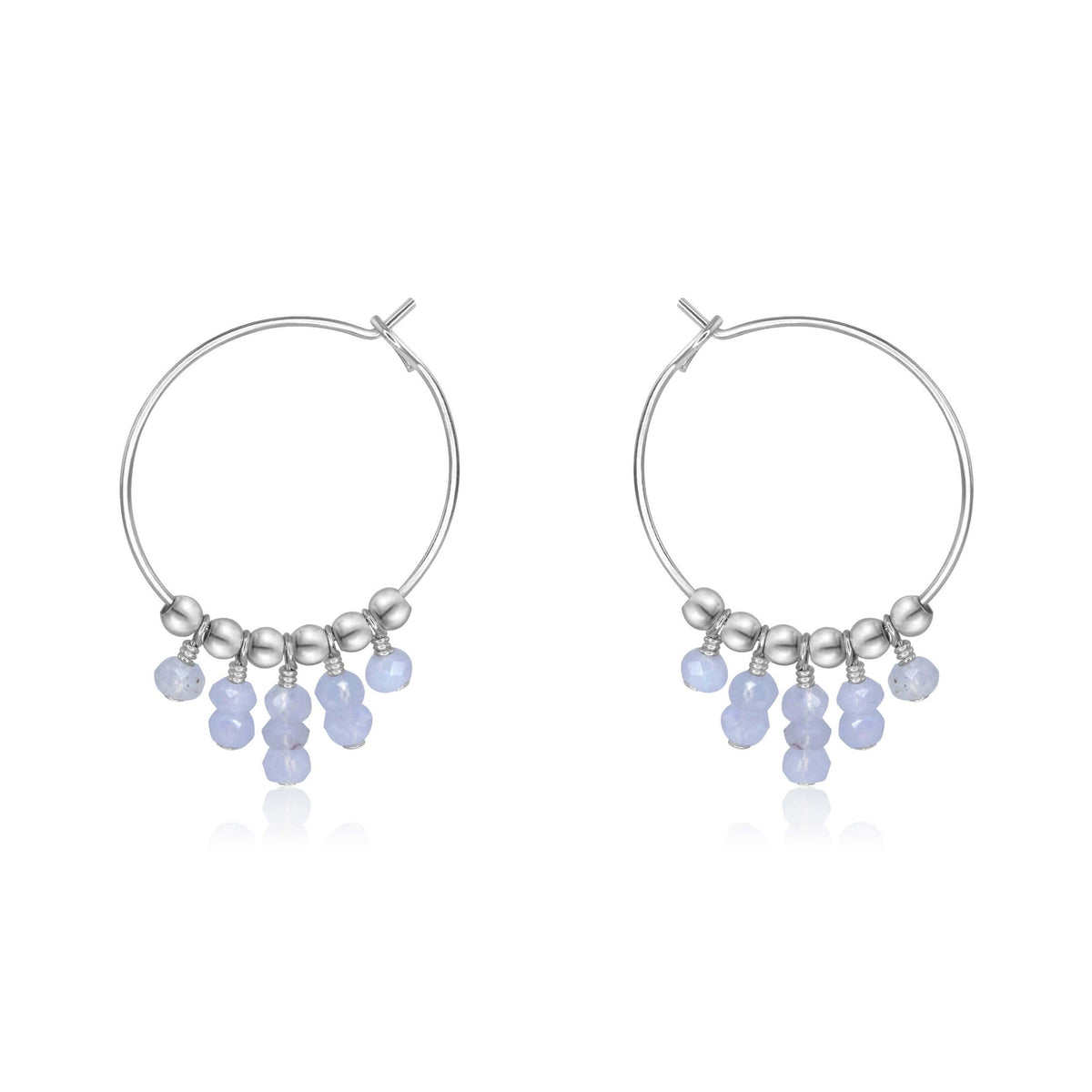 Hoop Earrings - Blue Lace Agate - Sterling Silver - Luna Tide Handmade Jewellery