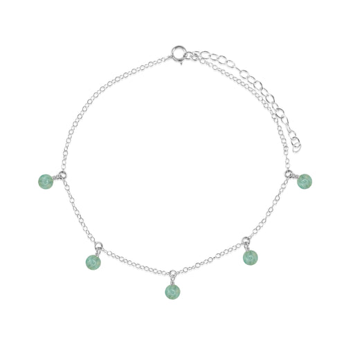 Boho Amazonite Bead Drop Anklet - Boho Amazonite Bead Drop Anklet - Sterling Silver - Luna Tide Handmade Crystal Jewellery