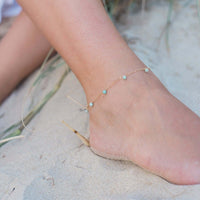 Bead Drop Anklet - Amazonite - 14K Gold Fill - Luna Tide Handmade Jewellery