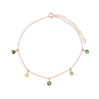 Bead Drop Anklet - Prehnite - 14K Rose Gold Fill - Luna Tide Handmade Jewellery