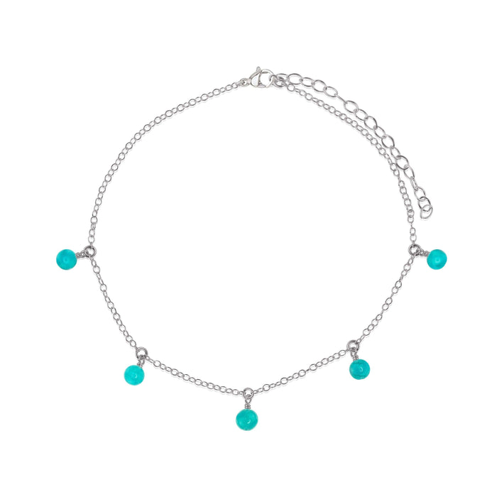 Boho Turquoise Bead Drop Anklet - Boho Turquoise Bead Drop Anklet - Stainless Steel - Luna Tide Handmade Crystal Jewellery