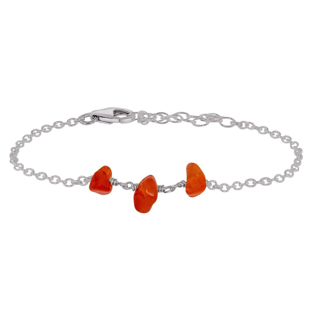 Carnelian Beaded Chain Bracelet - Carnelian Beaded Chain Bracelet - Stainless Steel - Luna Tide Handmade Crystal Jewellery