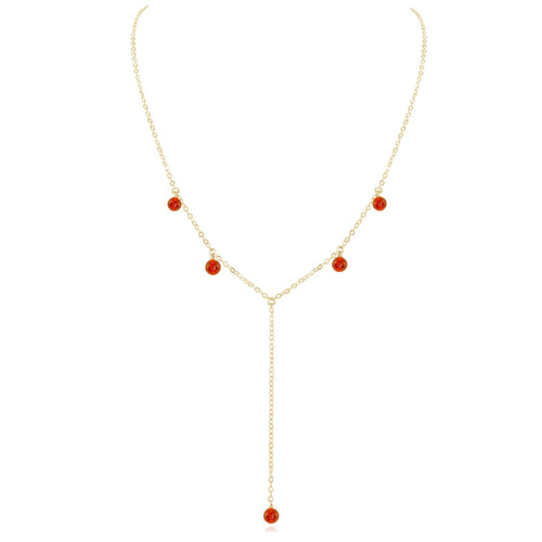 Carnelian Boho Lariat Necklace - Carnelian Boho Lariat Necklace - 14k Gold Fill - Luna Tide Handmade Crystal Jewellery