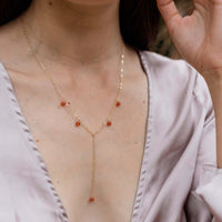 Boho Y Necklace - Carnelian - 14K Gold Fill - Luna Tide Handmade Jewellery