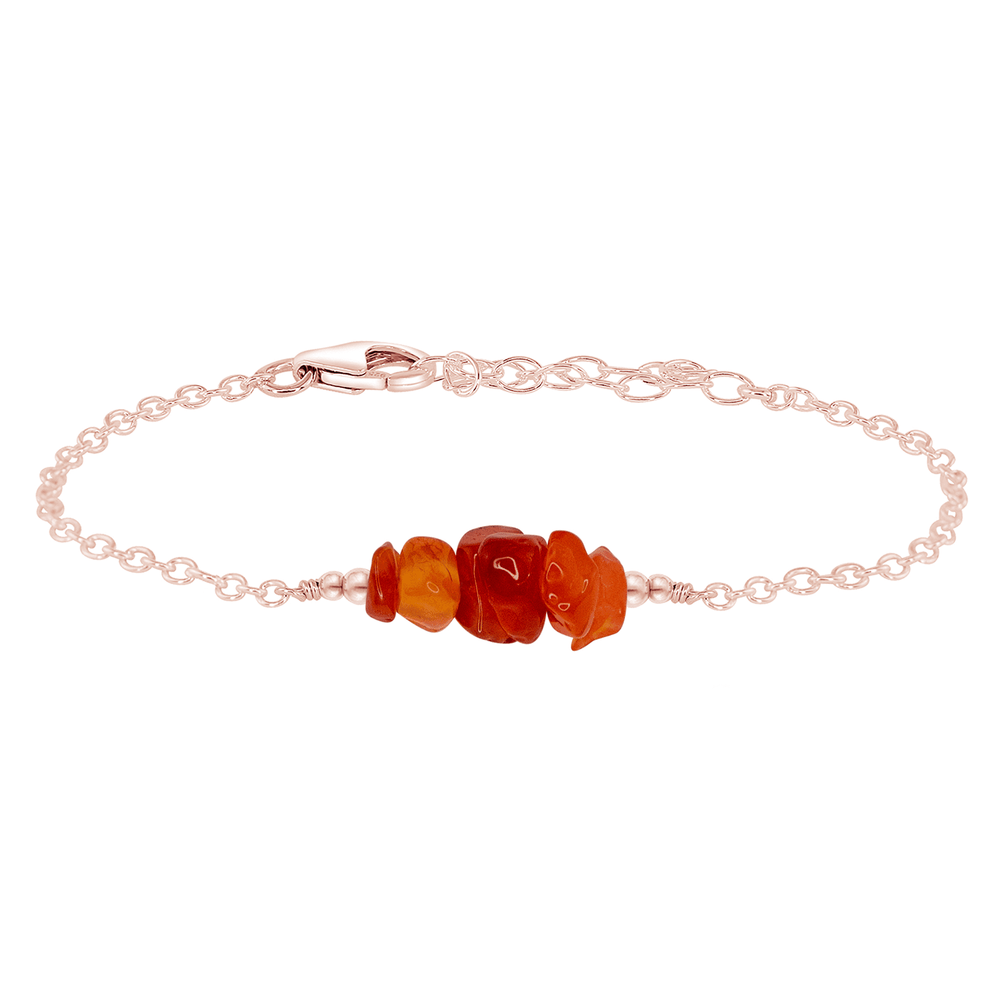 Carnelian Chip Bead Bar Bracelet - Carnelian Chip Bead Bar Bracelet - 14k Rose Gold Fill - Luna Tide Handmade Crystal Jewellery