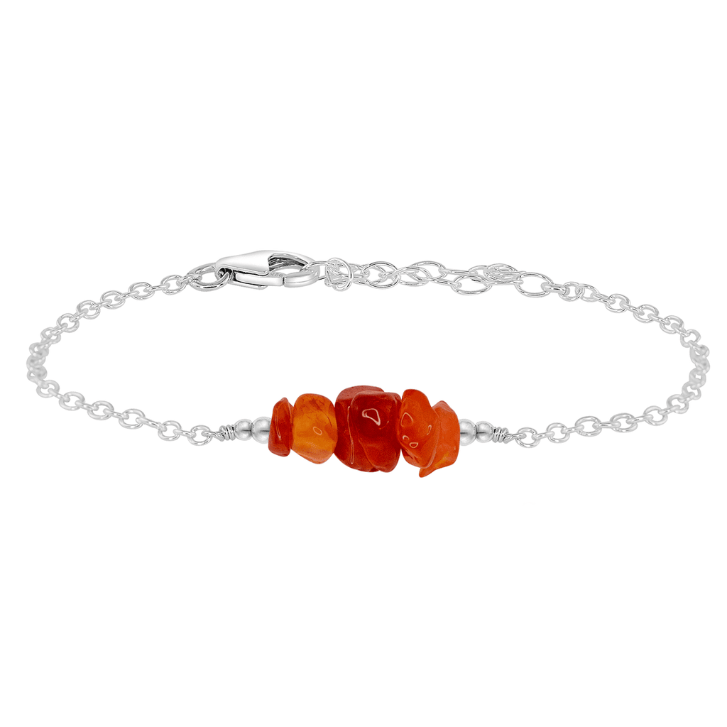 Carnelian Chip Bead Bar Bracelet - Carnelian Chip Bead Bar Bracelet - Sterling Silver - Luna Tide Handmade Crystal Jewellery