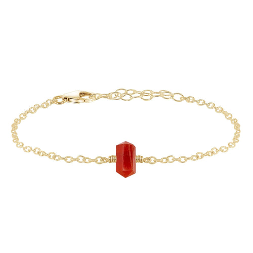 Carnelian Double Terminated Mini Crystal Point Bracelet - Carnelian Double Terminated Mini Crystal Point Bracelet - 14k Gold Fill - Luna Tide Handmade Crystal Jewellery
