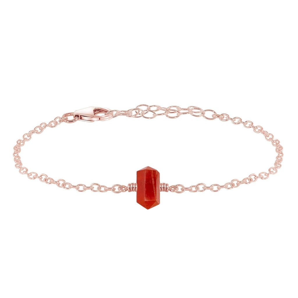 Carnelian Double Terminated Mini Crystal Point Bracelet - Carnelian Double Terminated Mini Crystal Point Bracelet - 14k Rose Gold Fill - Luna Tide Handmade Crystal Jewellery