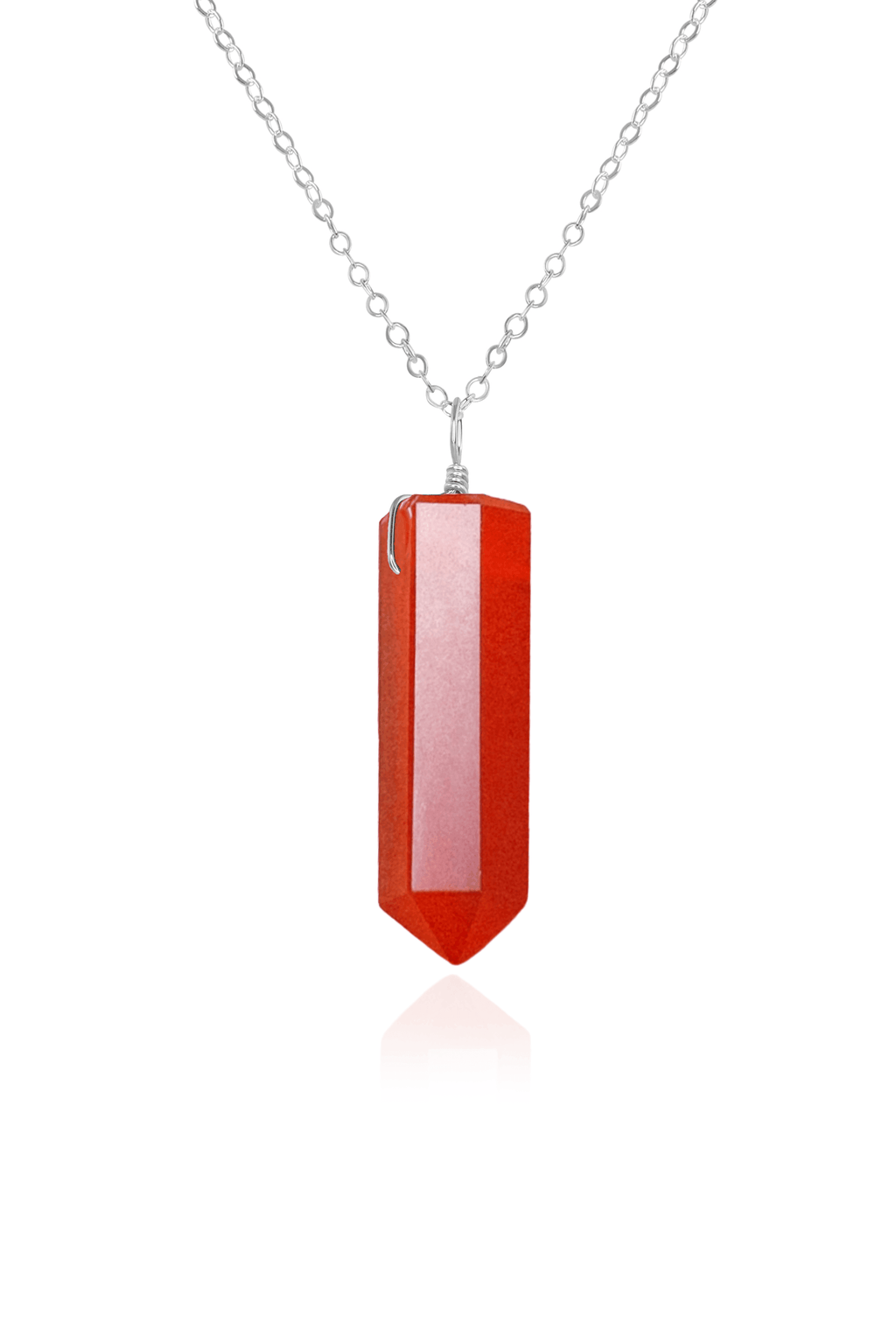 Carnelian Gemstone Generator Tower Point Pendant Necklace - Carnelian Gemstone Generator Tower Point Pendant Necklace - Sterling Silver / Cable - Luna Tide Handmade Crystal Jewellery