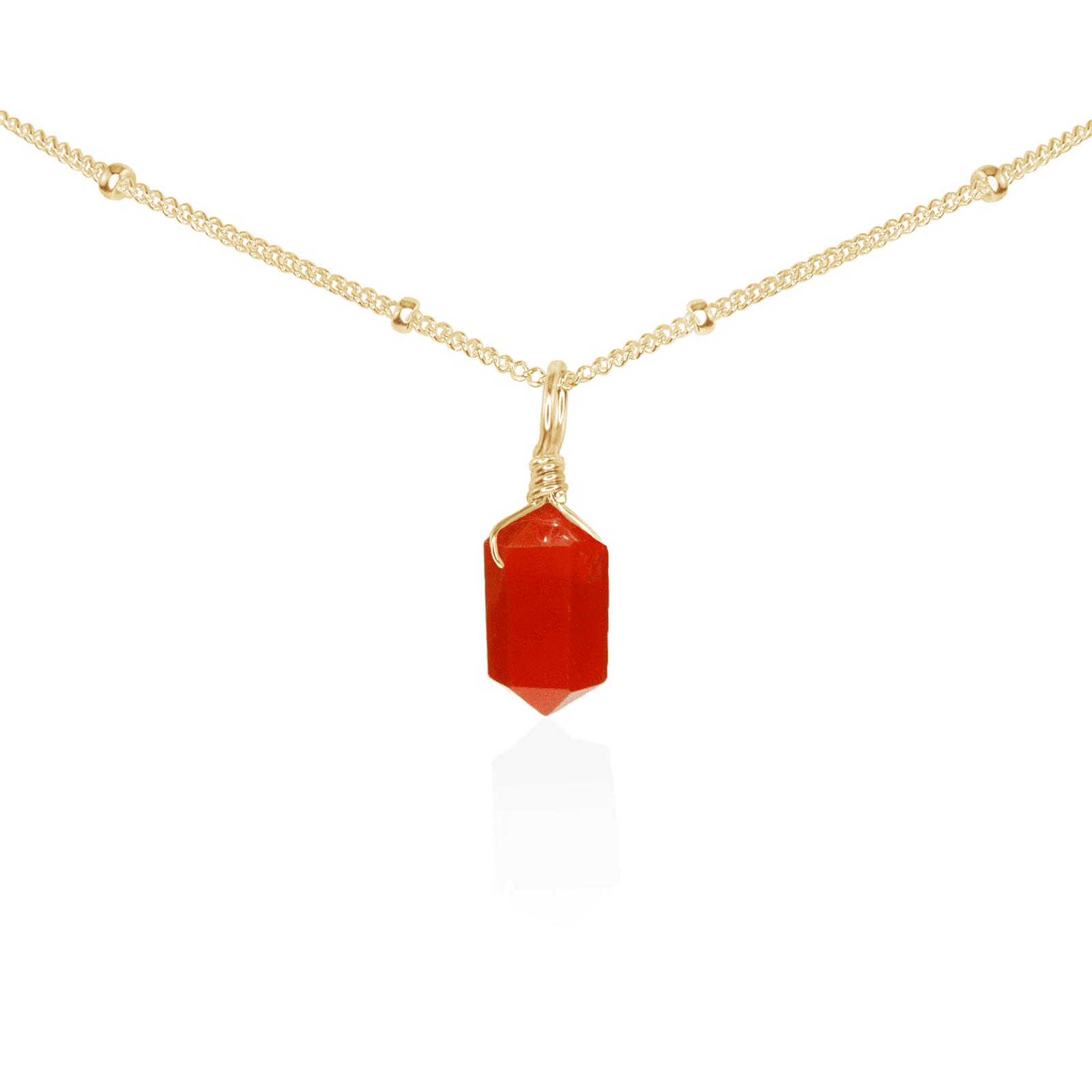 Carnelian Mini Double Terminated Crystal Point Pendant Choker Necklace - Carnelian Mini Double Terminated Crystal Point Pendant Choker Necklace - 14k Gold Fill / Satellite - Luna Tide Handmade Crystal Jewellery