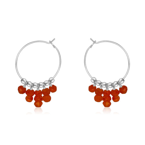 Carnelian Statement Hoop Earrings - Carnelian Statement Hoop Earrings - Sterling Silver - Luna Tide Handmade Crystal Jewellery