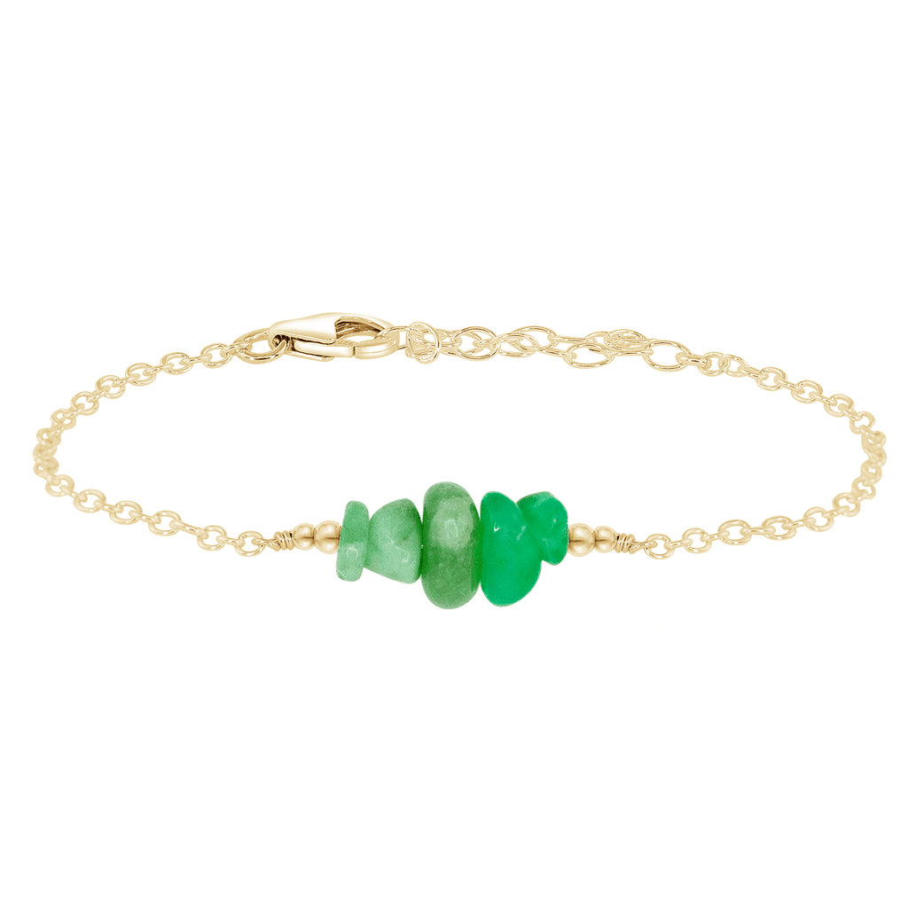 Chrysoprase Chip Bead Bar Bracelet - Chrysoprase Chip Bead Bar Bracelet - 14k Gold Fill - Luna Tide Handmade Crystal Jewellery