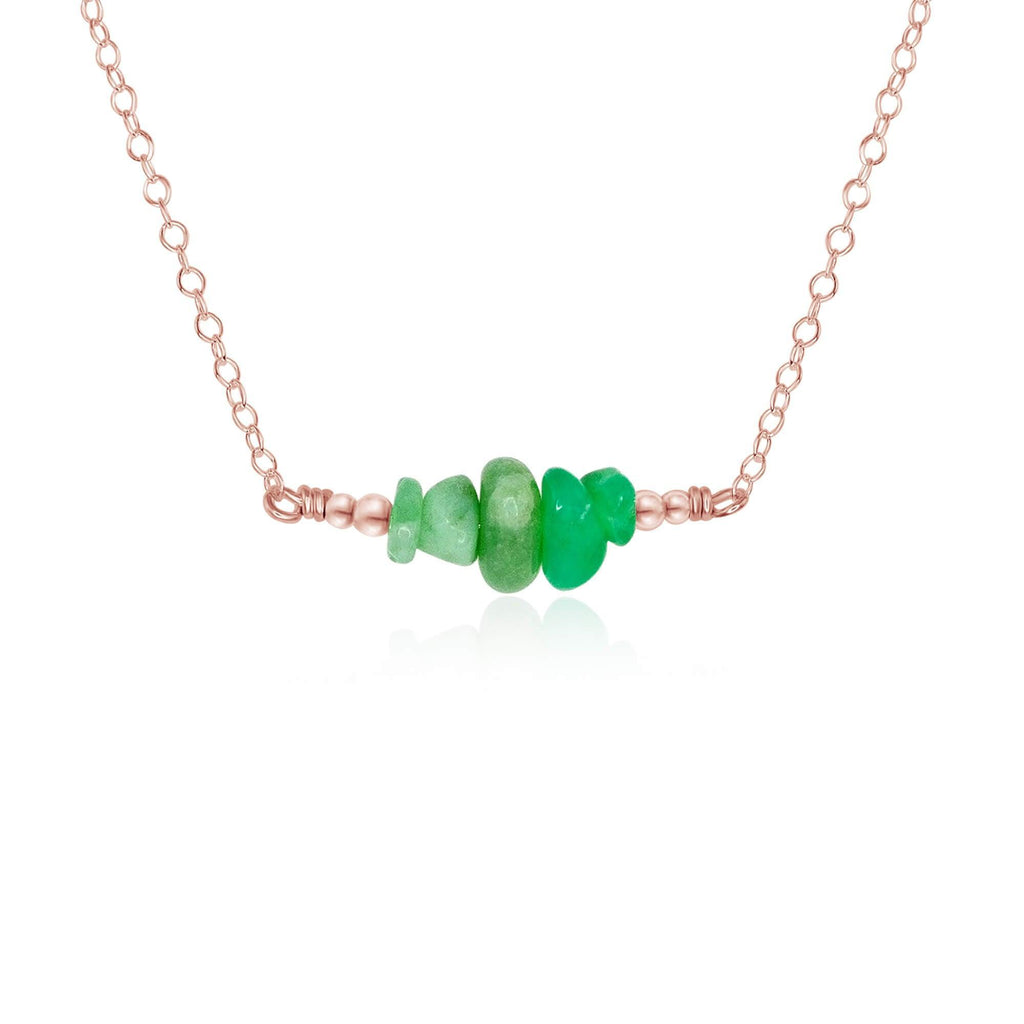 Chrysoprase Chip Bead Bar Necklace - Chrysoprase Chip Bead Bar Necklace - 14k Rose Gold Fill - Luna Tide Handmade Crystal Jewellery