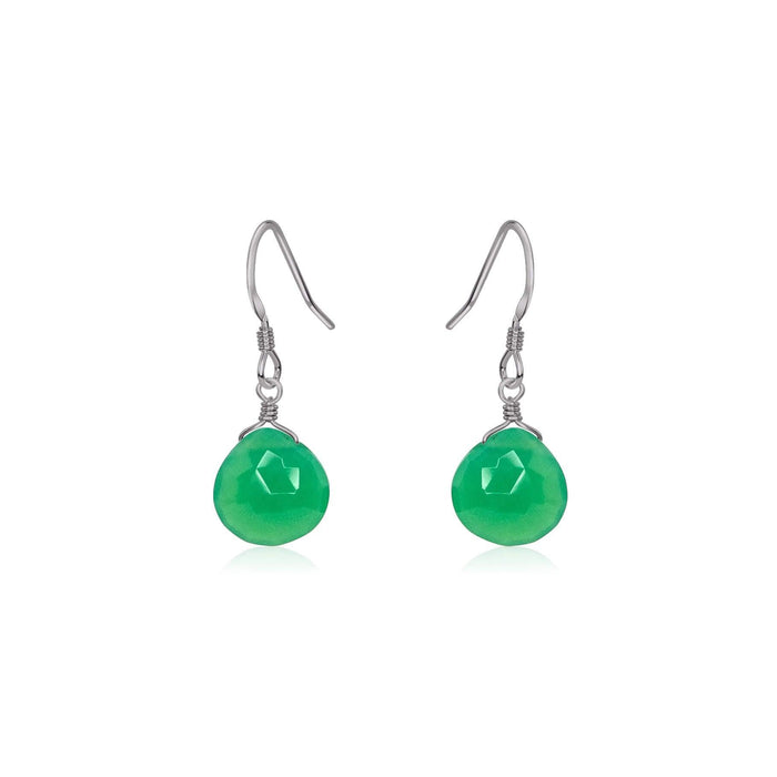 Chrysoprase Gemstone Teardrop Dangle Earrings - Chrysoprase Gemstone Teardrop Dangle Earrings - Stainless Steel - Luna Tide Handmade Crystal Jewellery