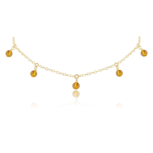Citrine Bead Drop Choker - Citrine Bead Drop Choker - 14k Gold Fill - Luna Tide Handmade Crystal Jewellery