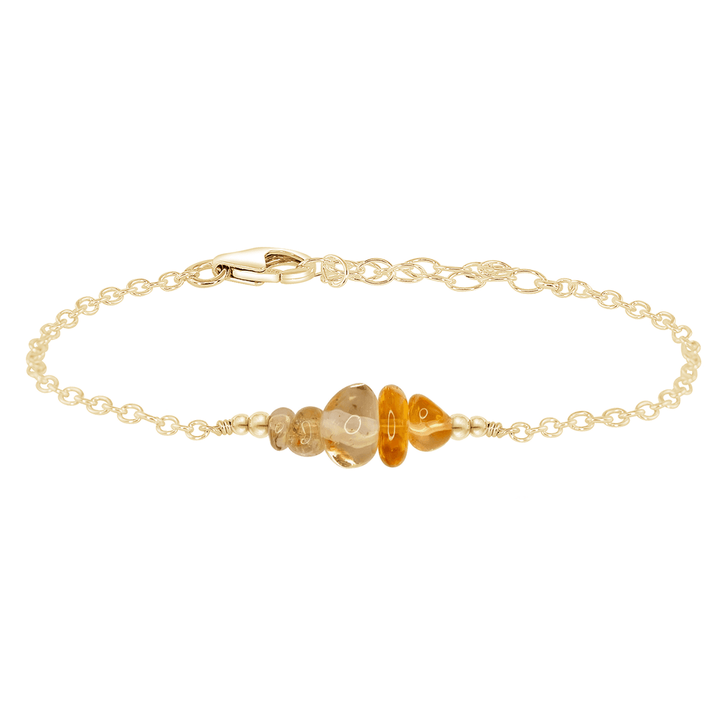 Citrine Chip Bead Bar Bracelet - Citrine Chip Bead Bar Bracelet - 14k Gold Fill - Luna Tide Handmade Crystal Jewellery