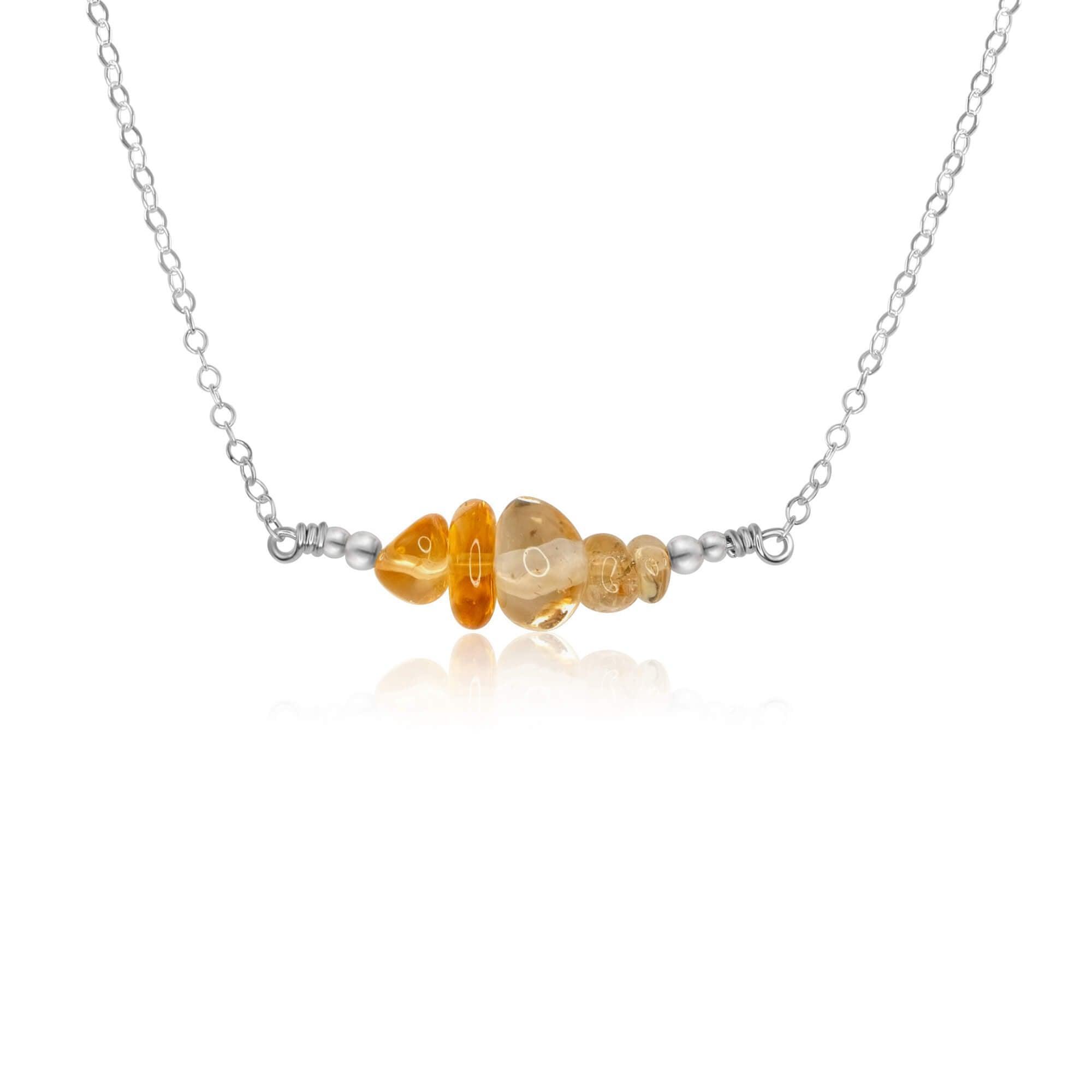 Citrine Chip Bead Bar Necklace - Citrine Chip Bead Bar Necklace - Sterling Silver - Luna Tide Handmade Crystal Jewellery