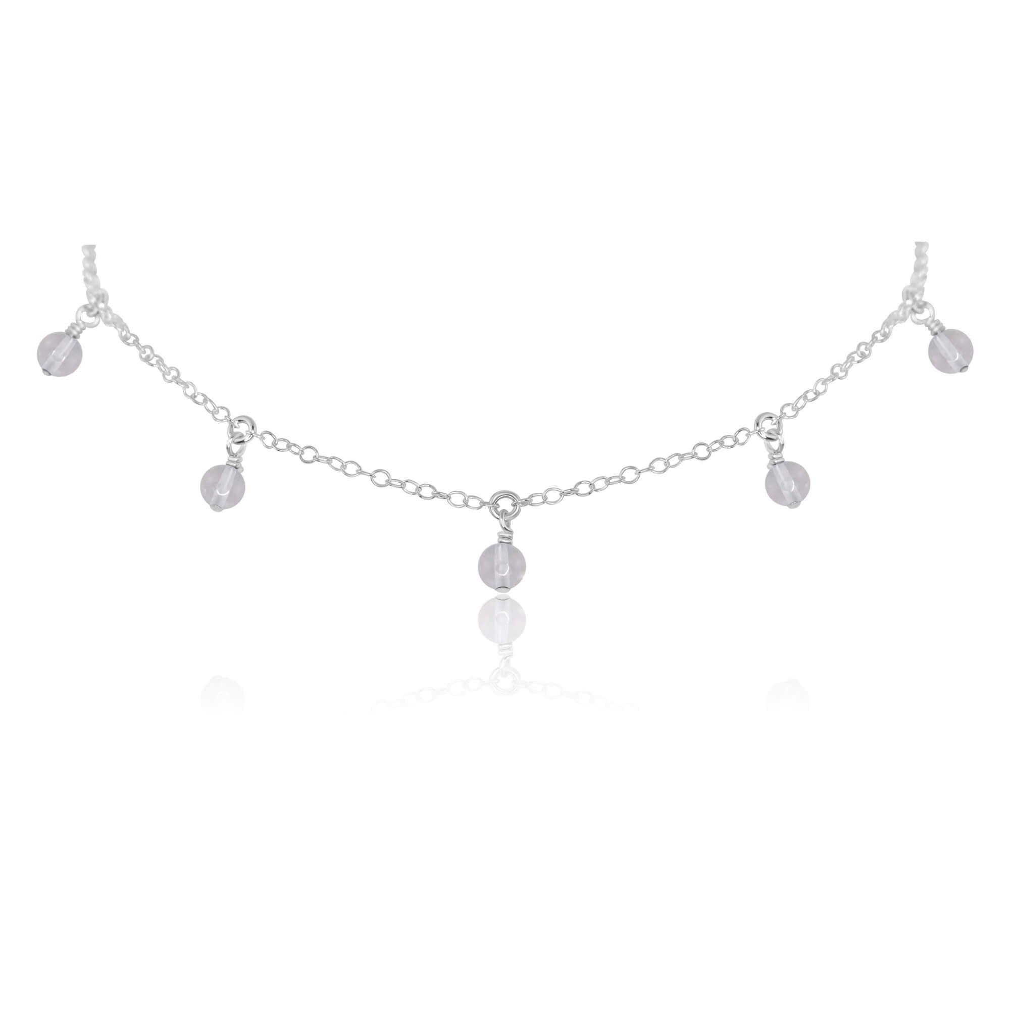 Crystal Quartz Bead Drop Choker - Crystal Quartz Bead Drop Choker - Sterling Silver - Luna Tide Handmade Crystal Jewellery