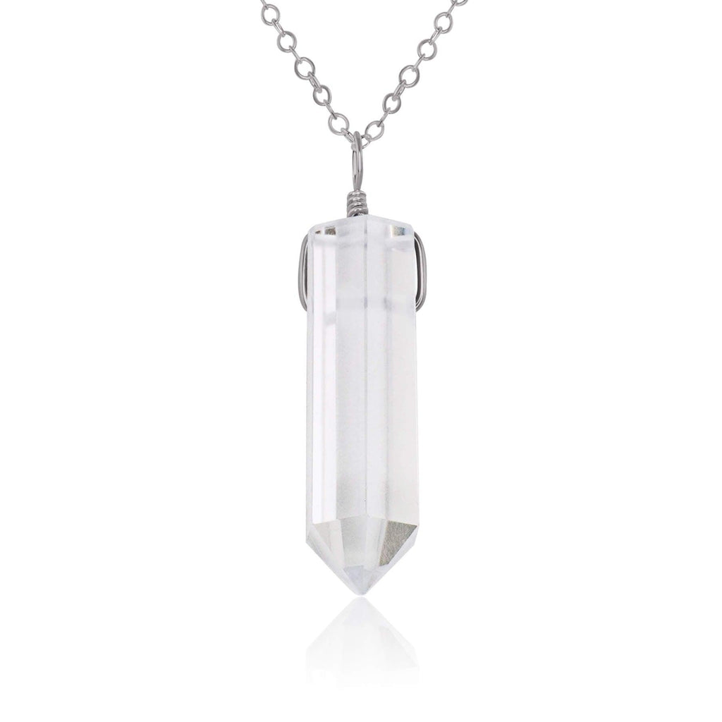Crystal Quartz Generator Point Pendant Necklace - Crystal Quartz Generator Point Pendant Necklace - Stainless Steel / Cable - Luna Tide Handmade Crystal Jewellery