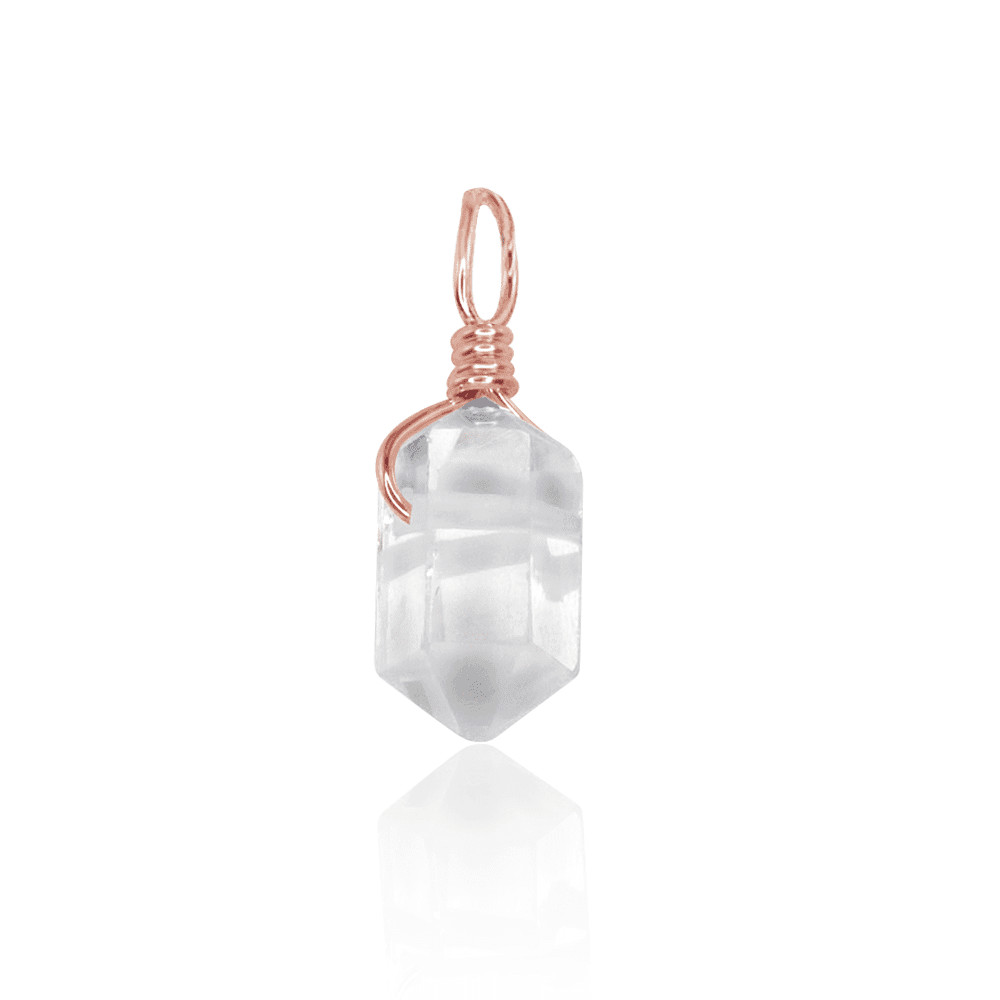 Crystal Quartz Mini Double Terminated Crystal Point Pendant - Crystal Quartz Mini Double Terminated Crystal Point Pendant - 14k Rose Gold Fill - Luna Tide Handmade Crystal Jewellery