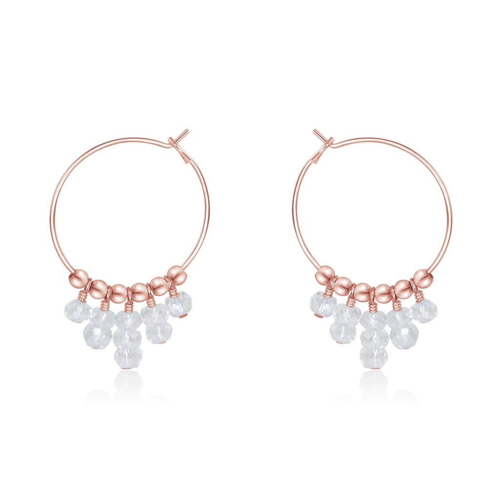 Crystal Quartz Statement Hoop Earrings - Crystal Quartz Statement Hoop Earrings - 14k Rose Gold Fill - Luna Tide Handmade Crystal Jewellery