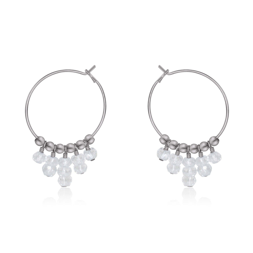 Crystal Quartz Statement Hoop Earrings - Crystal Quartz Statement Hoop Earrings - Stainless Steel - Luna Tide Handmade Crystal Jewellery