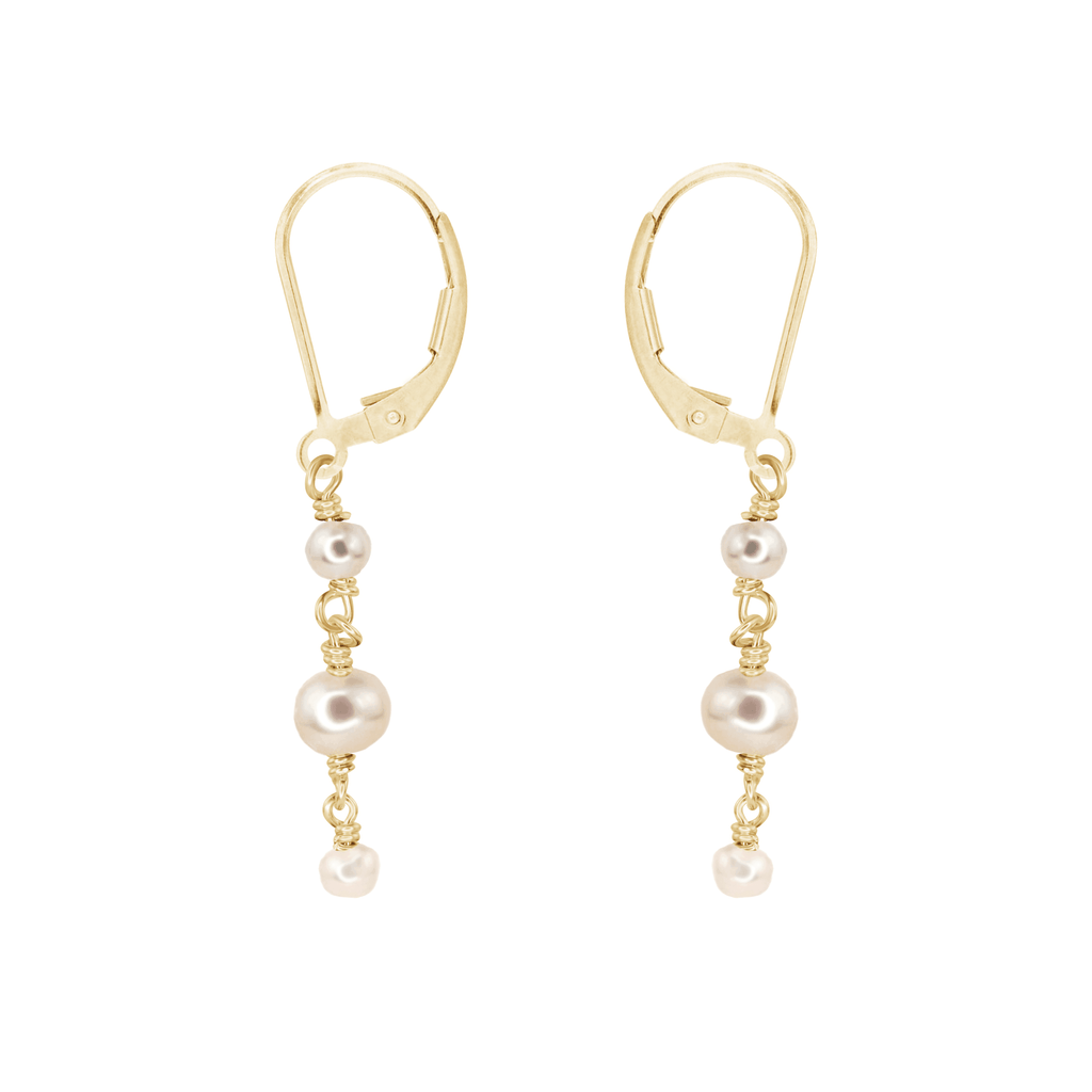 Custom Crystal Beaded Chain Dangle Leverback Earrings - Custom Crystal Beaded Chain Dangle Leverback Earrings - 14k Gold Fill - Luna Tide Handmade Crystal Jewellery